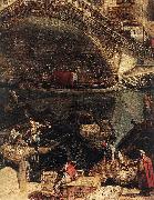 MARIESCHI, Michele The Rialto Bridge in Venice (detail) ag oil on canvas